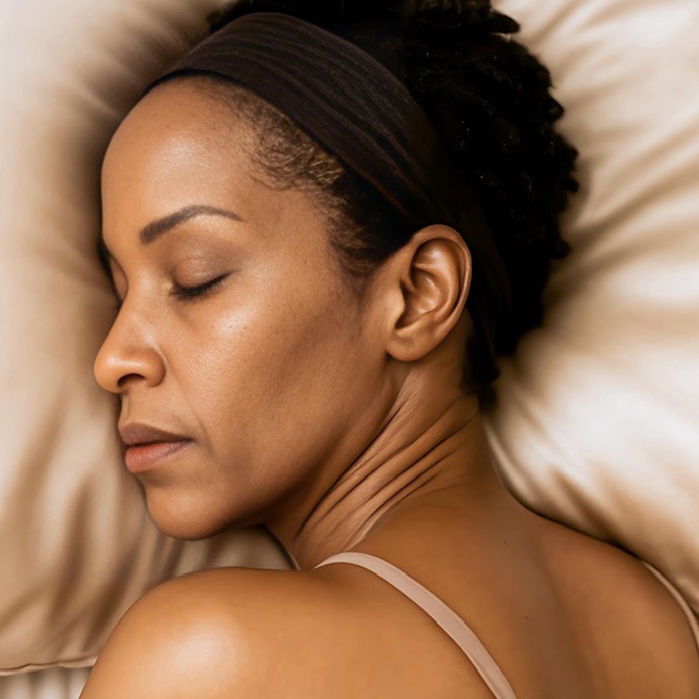 sleeping on silk pillow