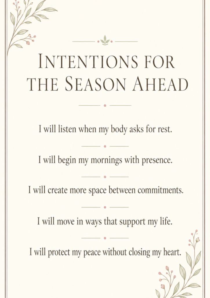 The August Reset: 7 Gentle Wellness Rituals to Restore Your Energy. Intentions list