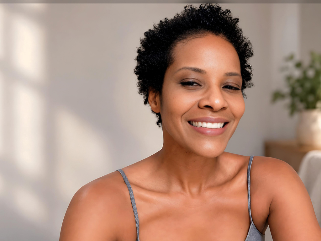 Close-up portrait of Michelle Wagman smiling in soft natural light.